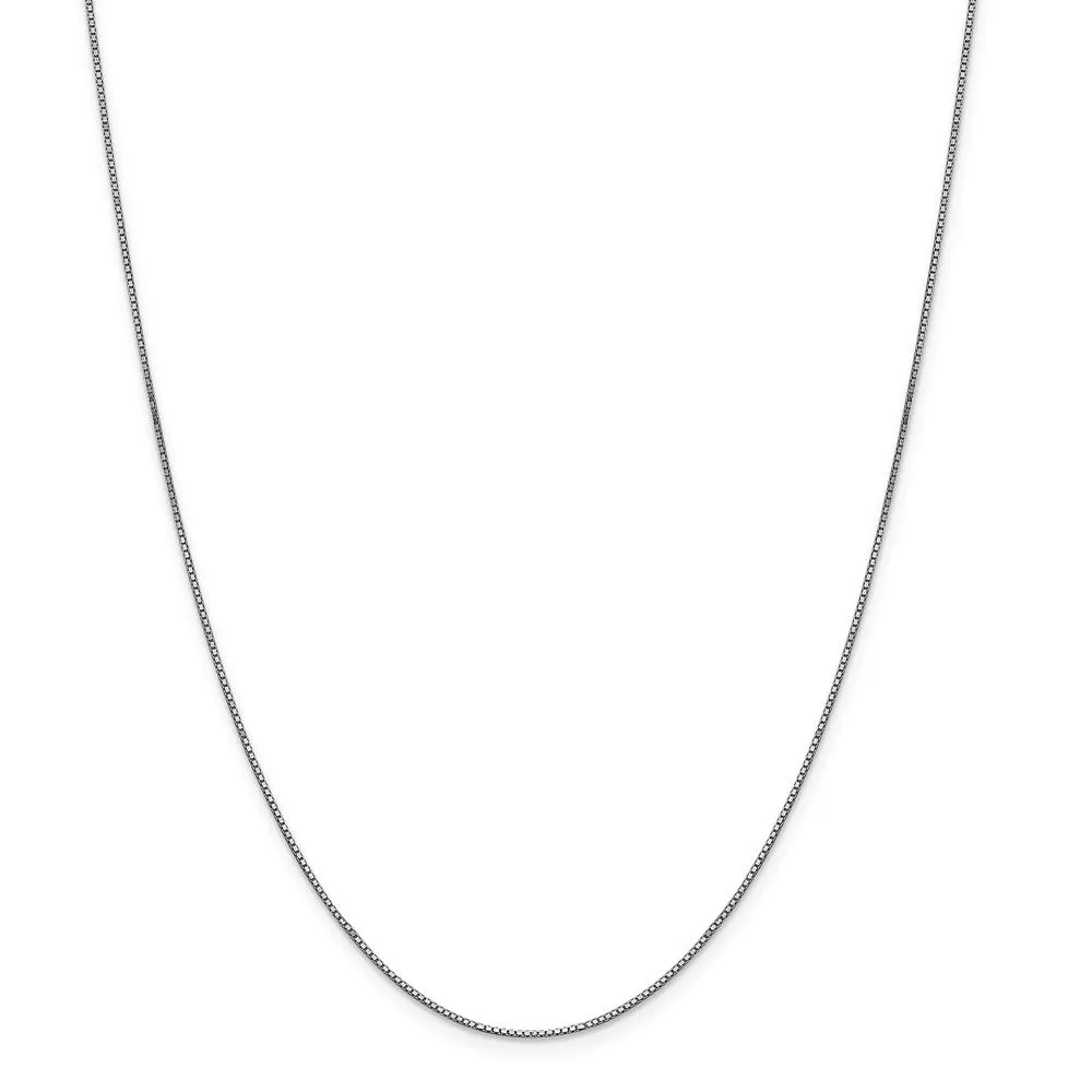 0.9mm, 10k White Gold, Box Chain Necklace