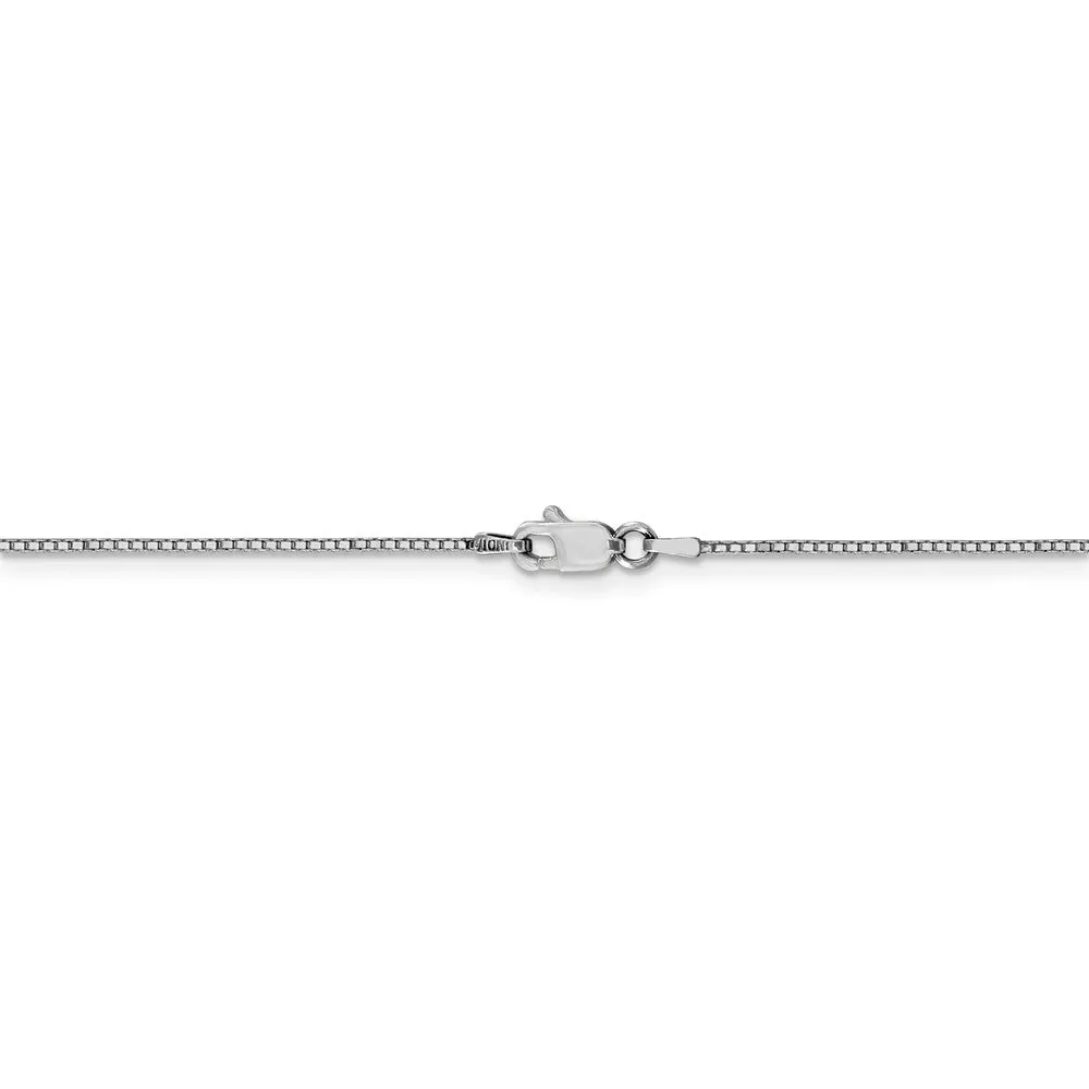 0.9mm, 10k White Gold, Box Chain Necklace