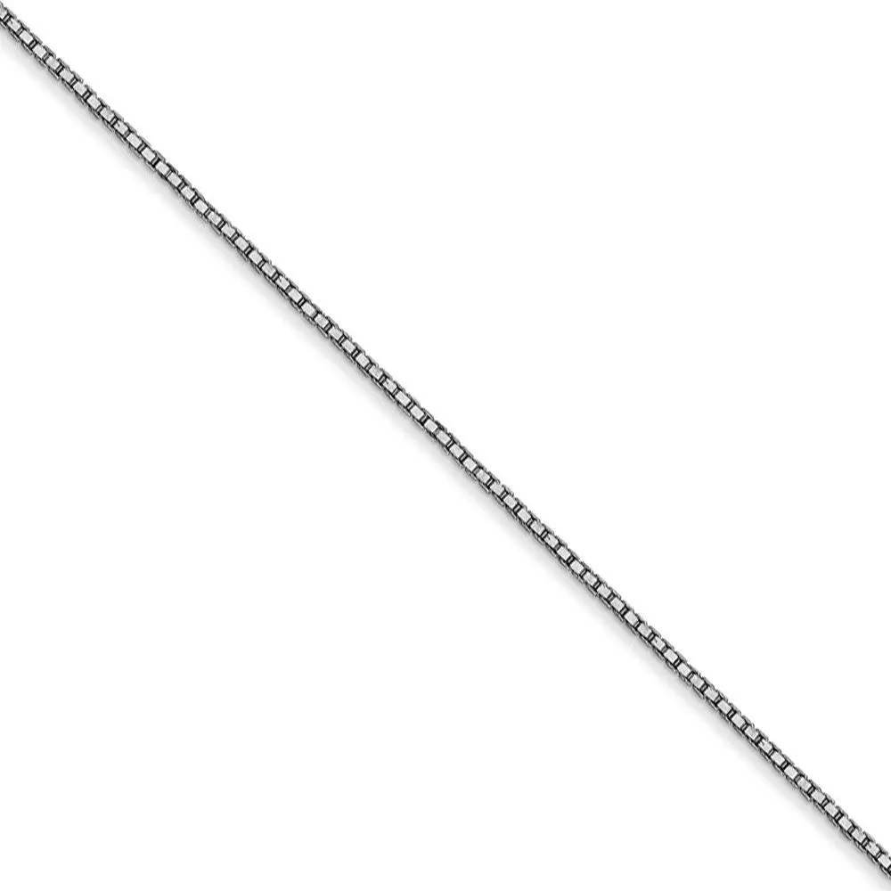 0.9mm, 10k White Gold, Box Chain Necklace