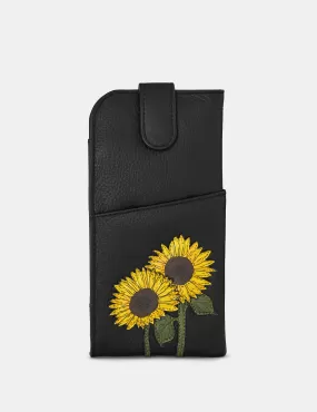 Sunflowers Black Leather Chilton Glasses Case